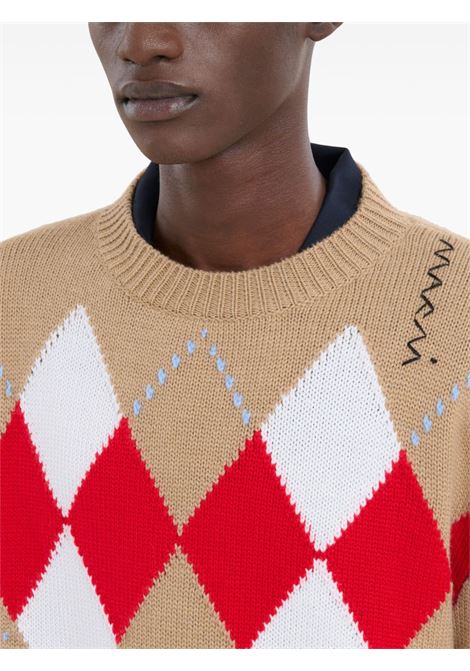 argyle sweater man beige MARNI | GCMG0438Q2 UFW618ARW74